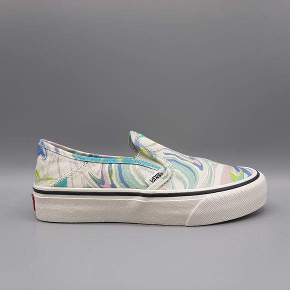 New Vans Slip On SF Resin Swirl Marshmallow Green Pink Blue Purple Slip Ons - Picture 3 of 9